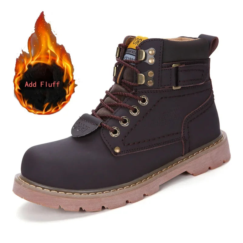 Genuine Leather Unisex Ankle Military Trekking Boots – Yellow Designer Tactical Outdoor Work Sneakers for Men.