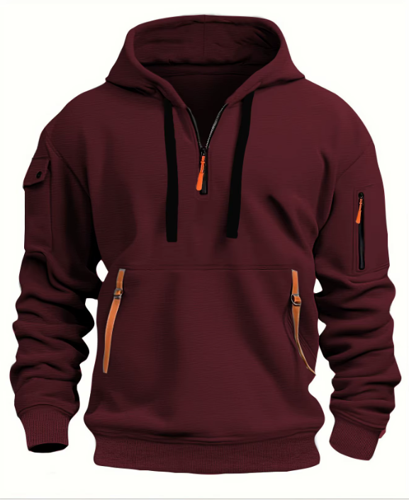 Autumn & Winter Men's Sports Hoodie - Zipper and Multi Pocket, Hooded Sweatshirt