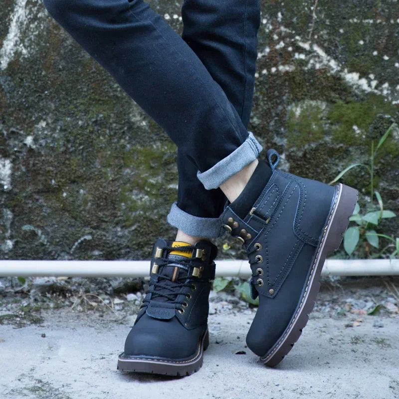 Genuine Leather Unisex Ankle Military Trekking Boots – Yellow Designer Tactical Outdoor Work Sneakers for Men.