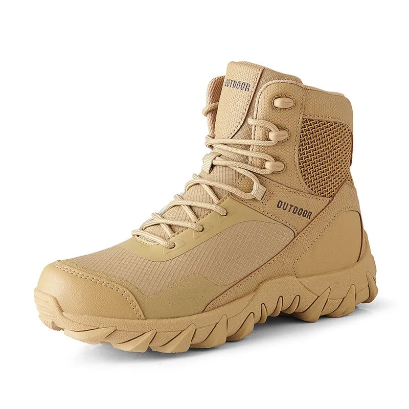 Outdoor Hiking Wear-resistant Non-slip Training Combat Boots Large-size Breathable Sneakers Cross Tied Side Zipper Neutral Shoes
