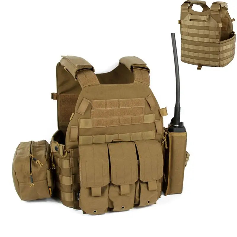 Tactical MOLLE Nylon Vest – Body Armor Plate Carrier for Airsoft, Hunting, and Security Use. Durable combat vest designed for maximum protection and utility, ideal for military simulation, law enforcement, and outdoor tactical games.