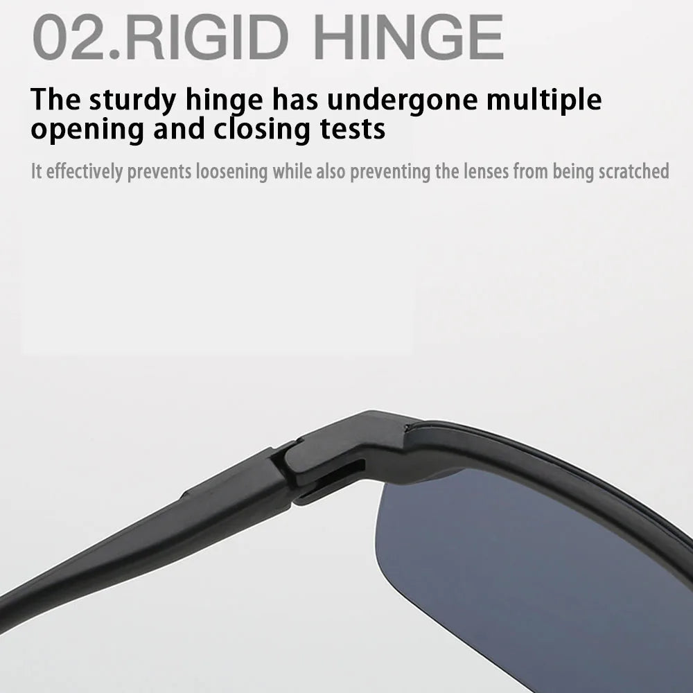 Rimless trendy Sunglasses man Luxury Fashion Polarized Sunglasses Vintage Square Ultra Light Driving Fishing Sun Glasses 2025 Ne