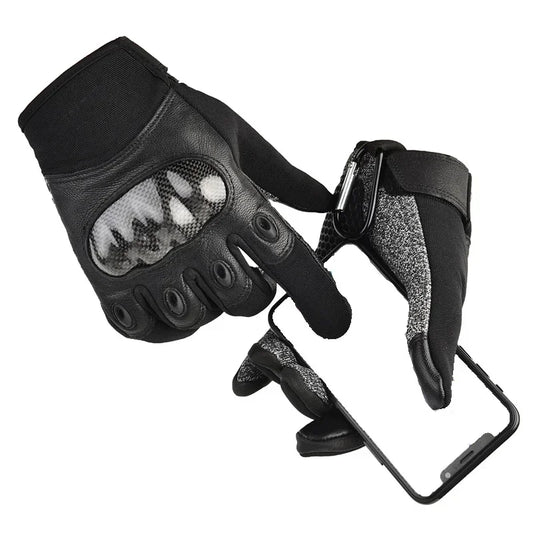 Premium Anti-Stab Moto Gloves - Level 5 Cut Resistant with Carbon Fiber Shell & Sheepskin, Tactical Gear for Military Fans