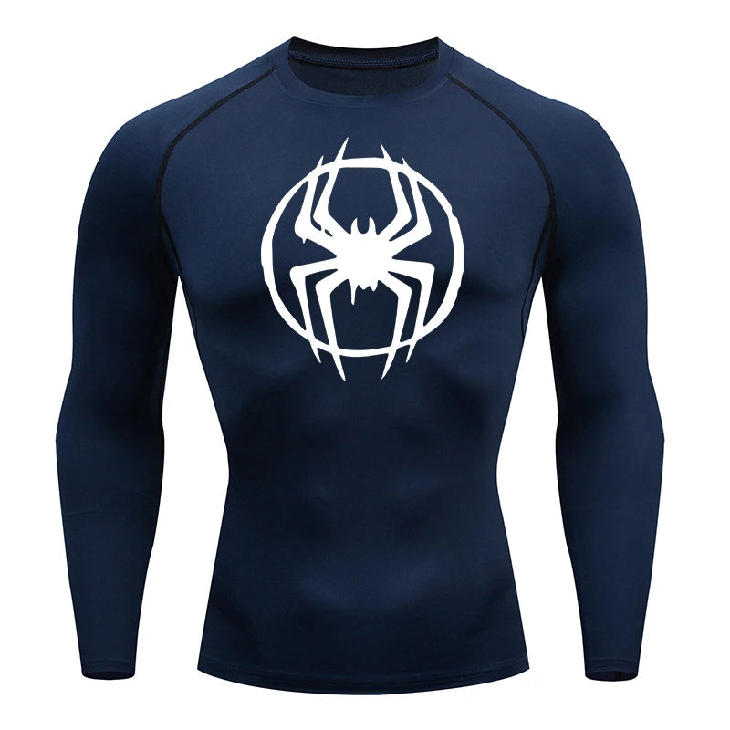 Spider Graphic Compression Shirts for Men - Gym Workout, Running Rash Guard Undershirt, Base layers Sporty Quick Dry T-shirt Tees Tops