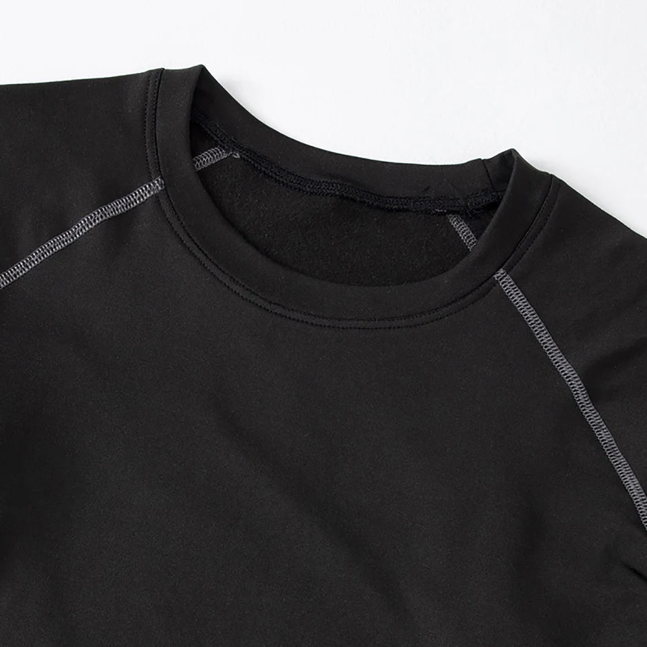 Men's tight warm long-sleeved trousers suit for autumn and winter men's fitness pants shirt running yoga athletes' sport