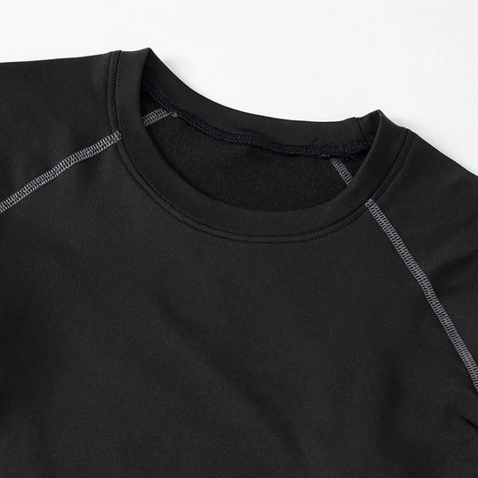 Men's tight warm long-sleeved trousers suit for autumn and winter men's fitness pants shirt running yoga athletes' sport