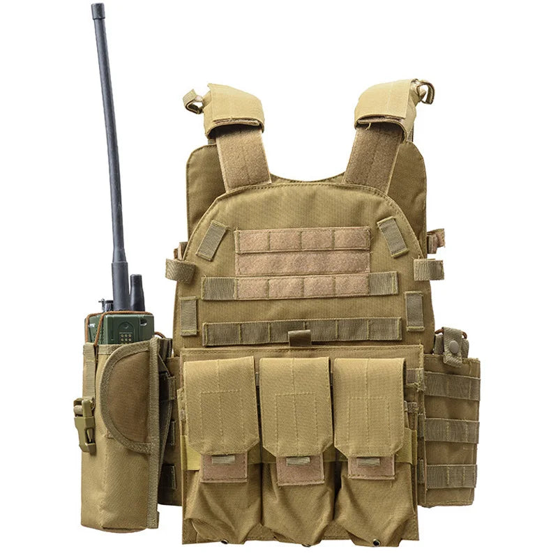 Tactical MOLLE Nylon Vest – Body Armor Plate Carrier for Airsoft, Hunting, and Security Use. Durable combat vest designed for maximum protection and utility, ideal for military simulation, law enforcement, and outdoor tactical games.