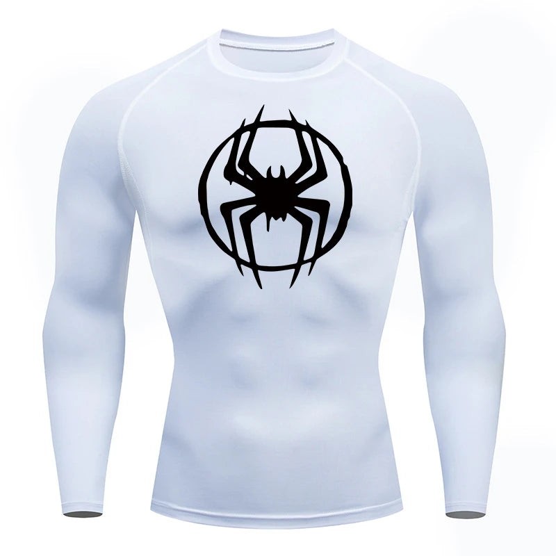 Spider Graphic Compression Shirts for Men - Gym Workout, Running Rash Guard Undershirt, Base layers Sporty Quick Dry T-shirt Tees Tops