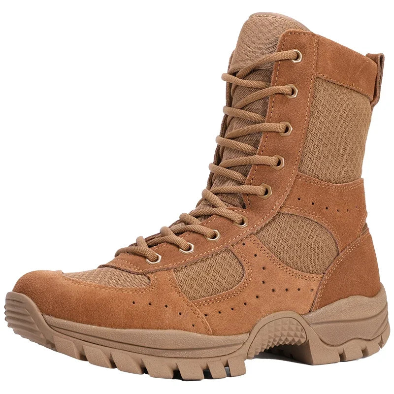 2025 new combat training boots men's ultra-light outdoor waterproof training boots cowhide anti-puncture breathable desert boots
