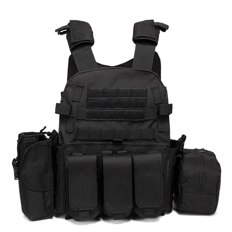 Tactical MOLLE Nylon Vest – Body Armor Plate Carrier for Airsoft, Hunting, and Security Use. Durable combat vest designed for maximum protection and utility, ideal for military simulation, law enforcement, and outdoor tactical games.