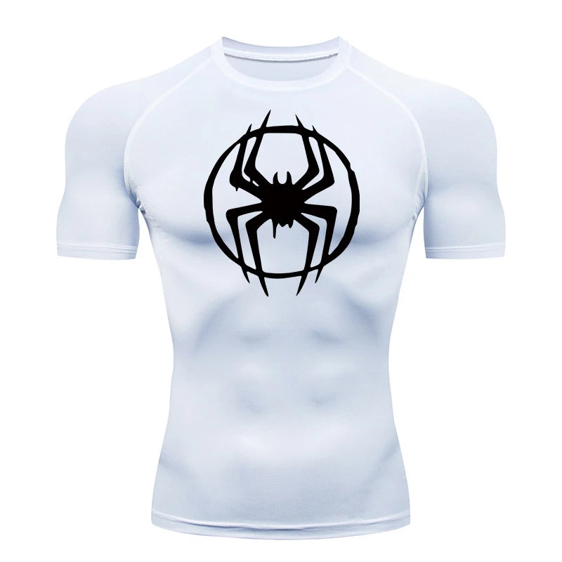 Spider Graphic Compression Shirts for Men - Gym Workout, Running Rash Guard Undershirt, Base layers Sporty Quick Dry T-shirt Tees Tops