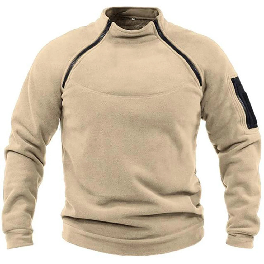 Men's Tactical Hoodies Military Outdoor Pullover Long Sleeve Zippers Pullove Fleece Windproof Thermal for Hiking Camping Army