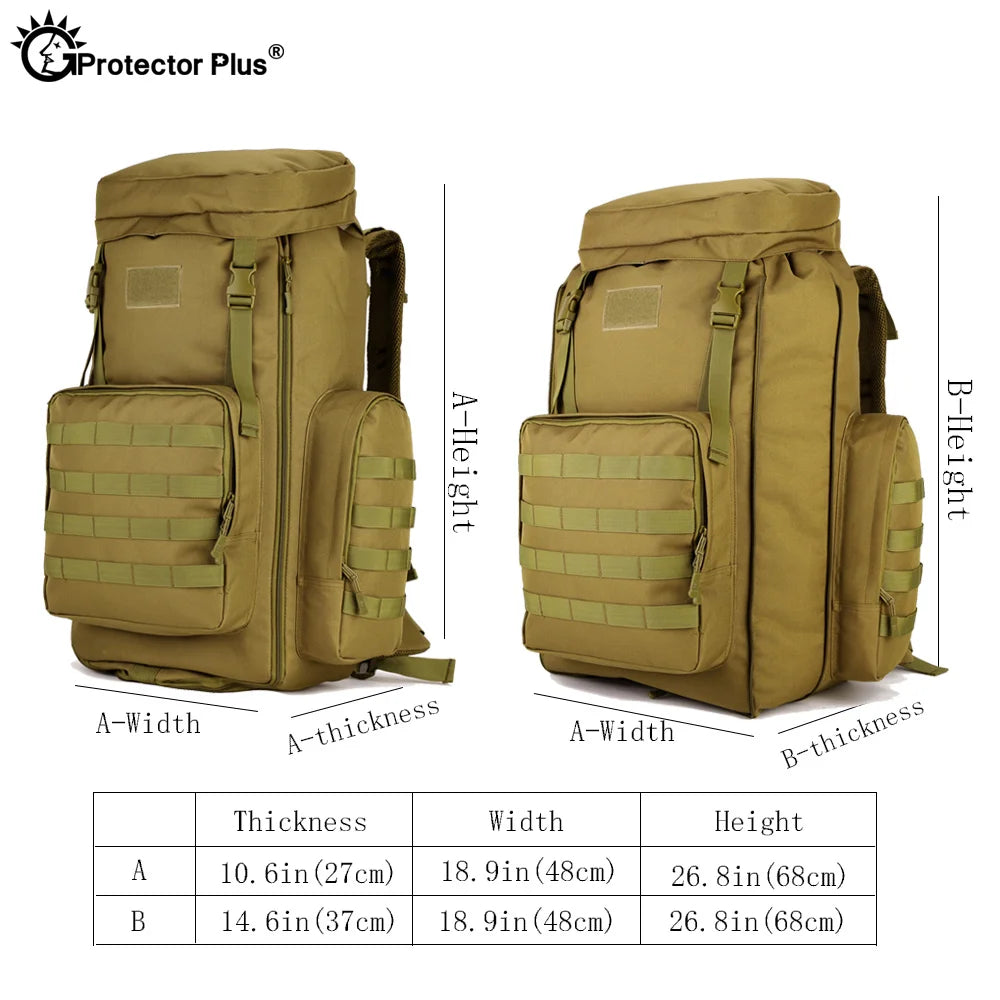 PROTECTOR PLUS 70L-85L  Army Tactical Backpack Hunters Backpack  Unisex Military Field Bag CS CF Game Durable Outdoor Travel