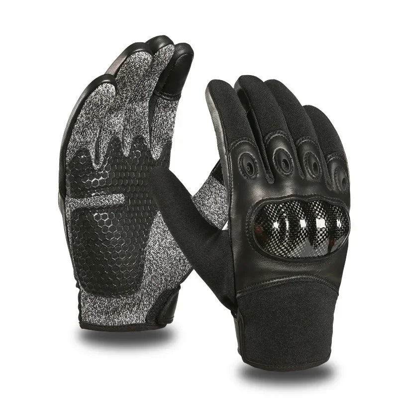 Premium Anti-Stab Moto Gloves - Level 5 Cut Resistant with Carbon Fiber Shell & Sheepskin, Tactical Gear for Military Fans