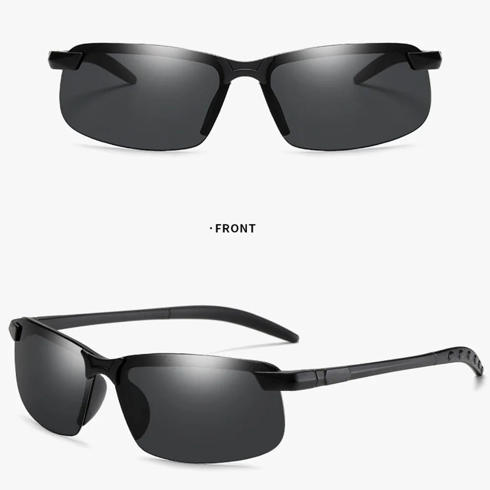 Rimless trendy Sunglasses man Luxury Fashion Polarized Sunglasses Vintage Square Ultra Light Driving Fishing Sun Glasses 2025 Ne