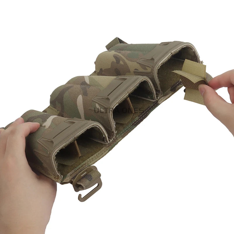 Tactical Shooting Multi-Caliber Triple Magazine Placard Pouch 5.56 / 9MM Extended Vest Front Carrier Bag Triple Mag Pouches