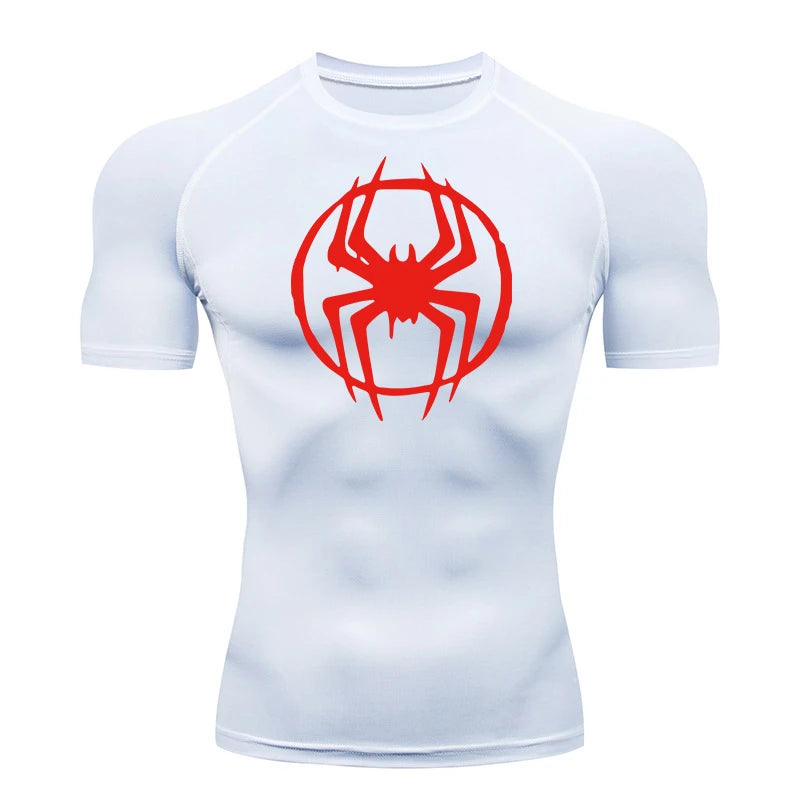 Spider Graphic Compression Shirts for Men - Gym Workout, Running Rash Guard Undershirt, Base layers Sporty Quick Dry T-shirt Tees Tops