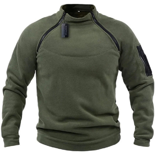 Men's Tactical Hoodies Military Outdoor Pullover Long Sleeve Zippers Pullove Fleece Windproof Thermal for Hiking Camping Army
