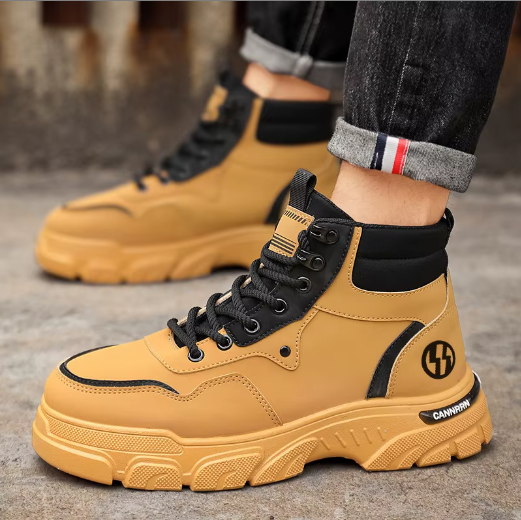 Boots High Top British Style - Retro Outdoor Mountaineering Wear-resistant, Motorcycle Work, Thick Soled Breathable Boots
