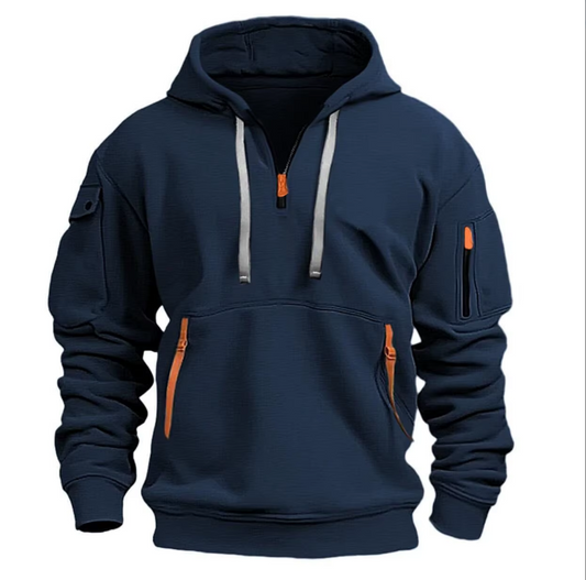 Autumn & Winter Men's Sports Hoodie - Zipper and Multi Pocket, Hooded Sweatshirt