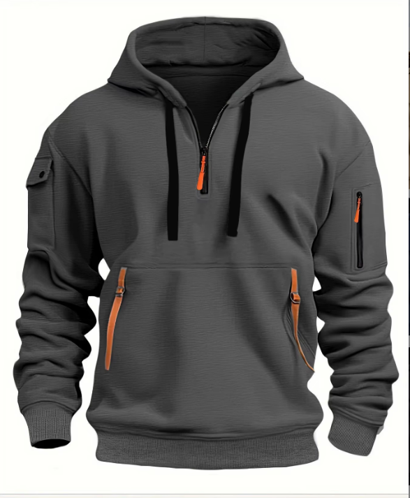 Autumn & Winter Men's Sports Hoodie - Zipper and Multi Pocket, Hooded Sweatshirt