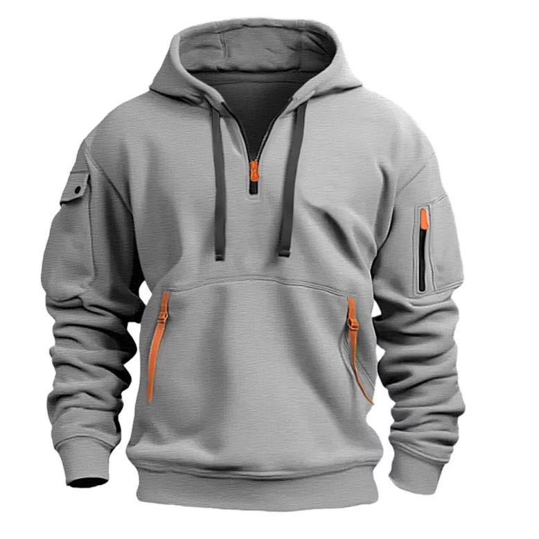 Autumn & Winter Men's Sports Hoodie - Zipper and Multi Pocket, Hooded Sweatshirt
