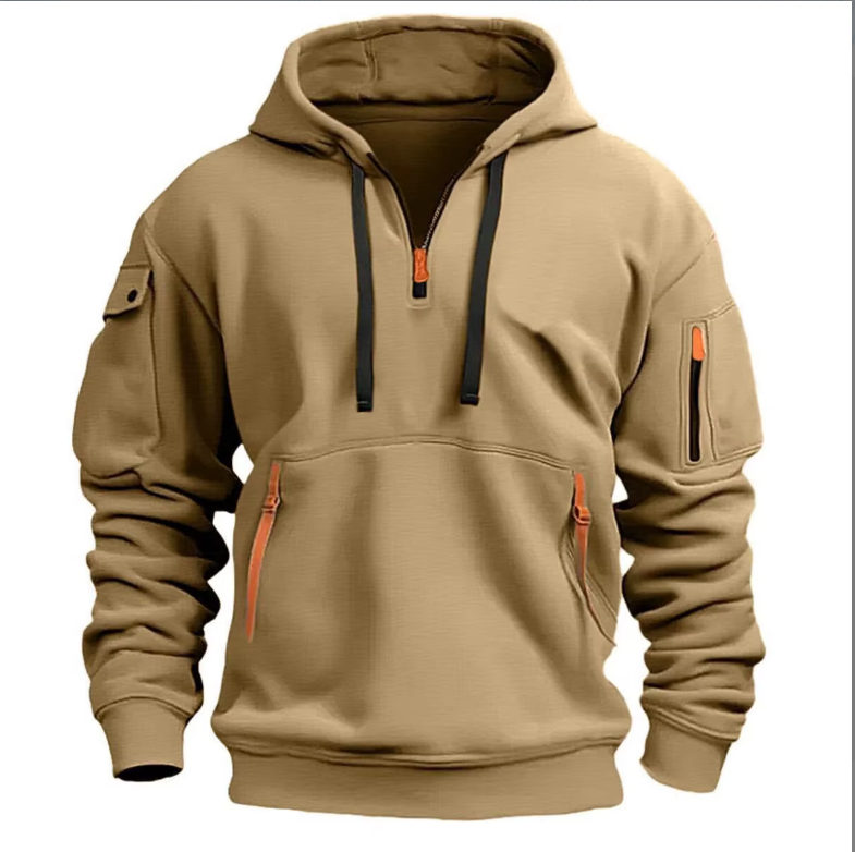 Autumn & Winter Men's Sports Hoodie - Zipper and Multi Pocket, Hooded Sweatshirt