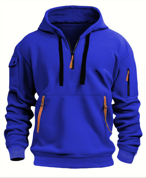 Autumn & Winter Men's Sports Hoodie - Zipper and Multi Pocket, Hooded Sweatshirt