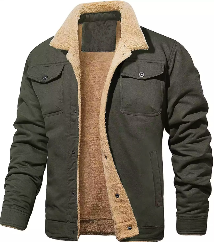 Autumn/Winter Plush Thickened Jacket - Men's Long Sleeve, Cotton Cool, Casual Fashion Top Coat