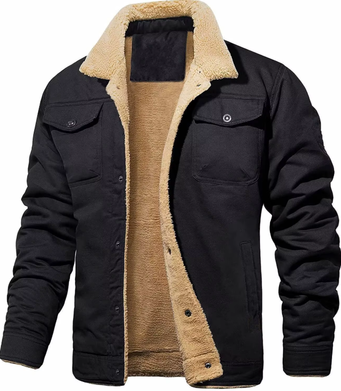 Autumn/Winter Plush Thickened Jacket - Men's Long Sleeve, Cotton Cool, Casual Fashion Top Coat