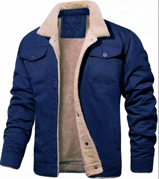 Autumn/Winter Plush Thickened Jacket - Men's Long Sleeve, Cotton Cool, Casual Fashion Top Coat