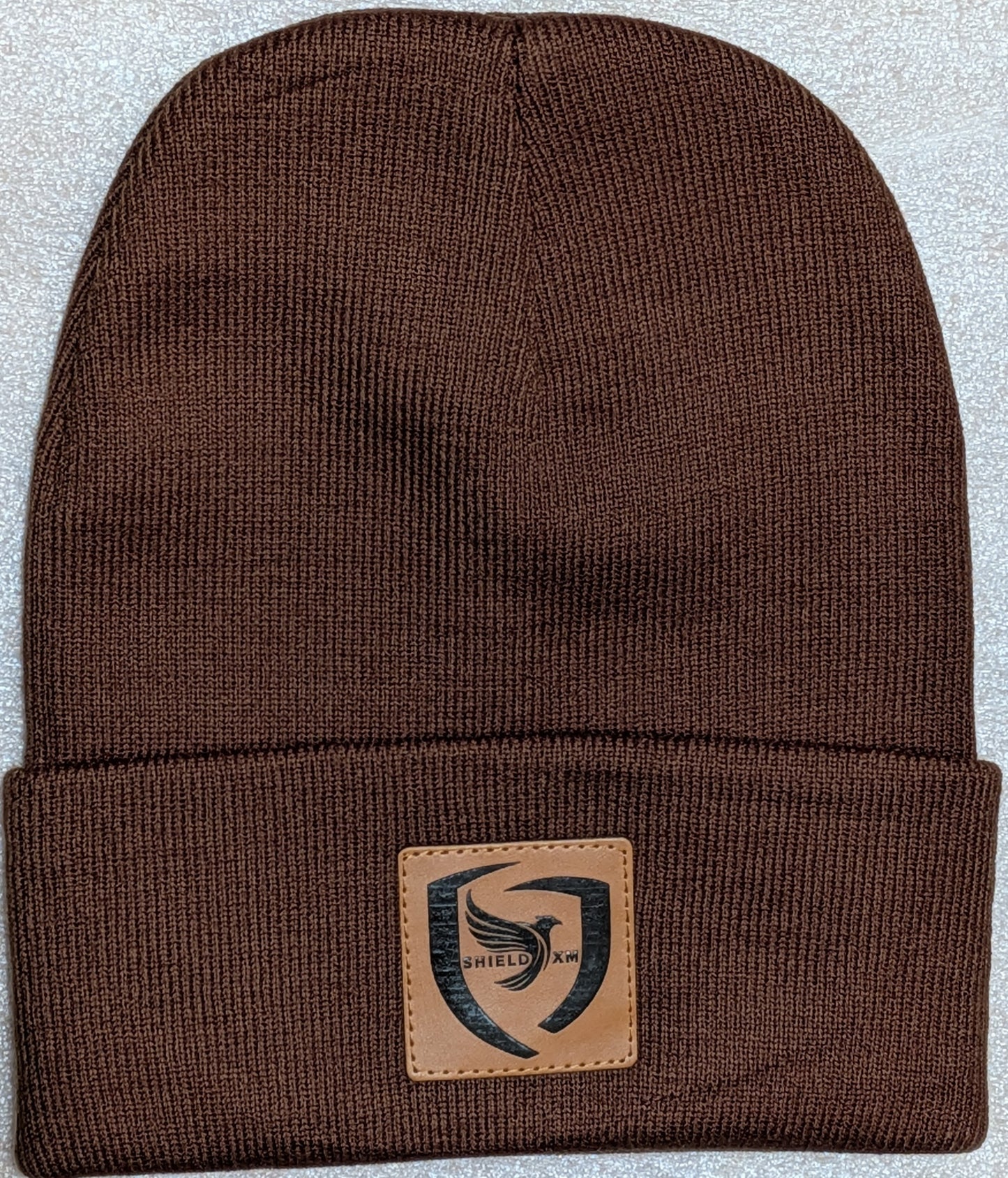 Shield-XM Brand Beanie Hats - Leather Patch, Unisex, Adult & Children, all seasons hats