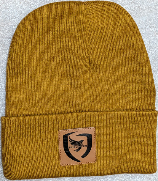 Shield-XM Brand Beanie Hats - Leather Patch, Unisex, Adult & Children, all seasons hats