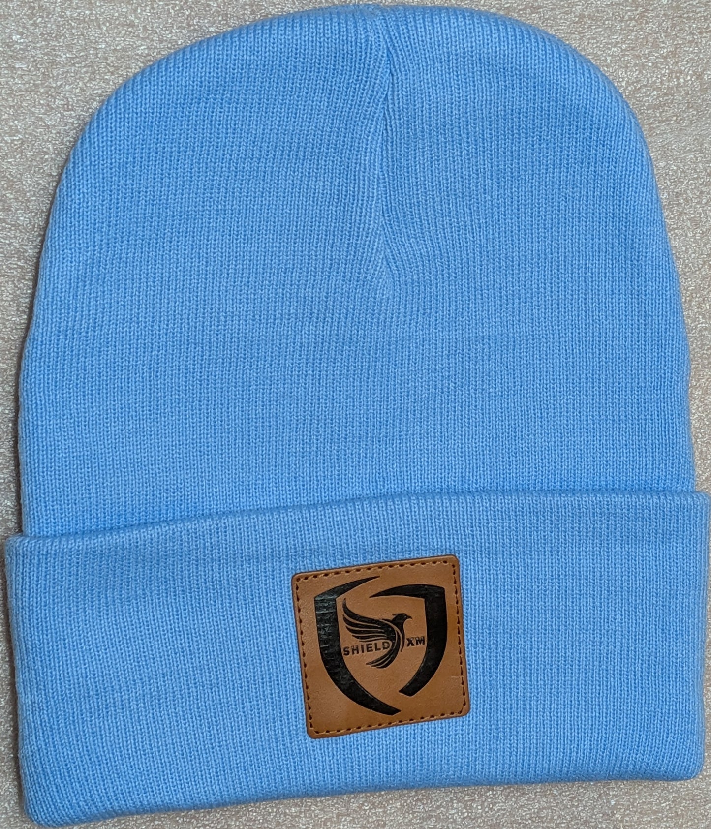 Shield-XM Brand Beanie Hats - Leather Patch, Unisex, Adult & Children, all seasons hats