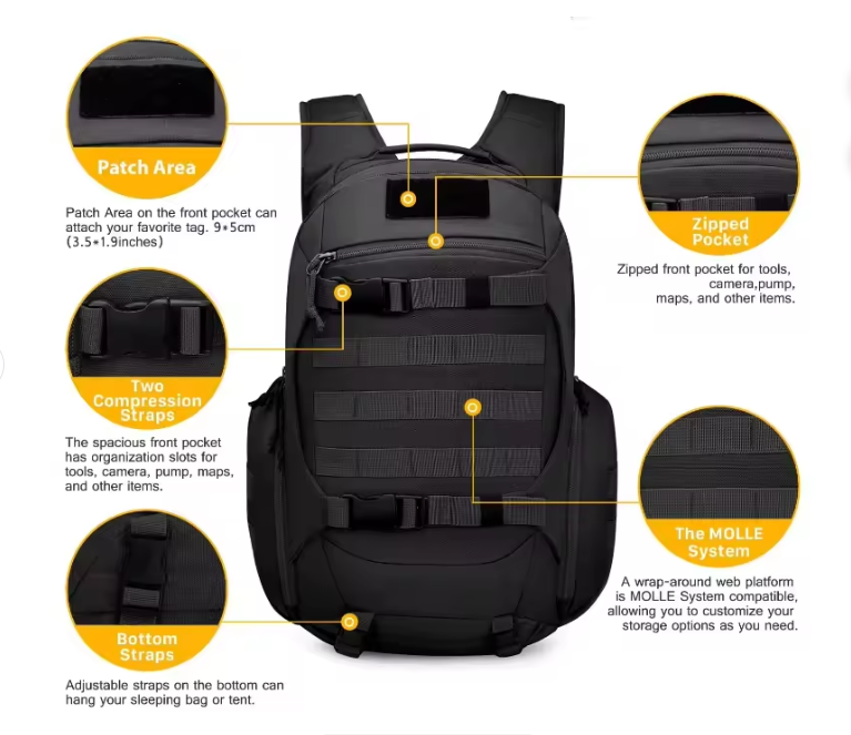 ShieldXM Tactical Backpack - Large Capacity for all outdoor activities. Waterproof, Lightweight, Durable and water resistant.