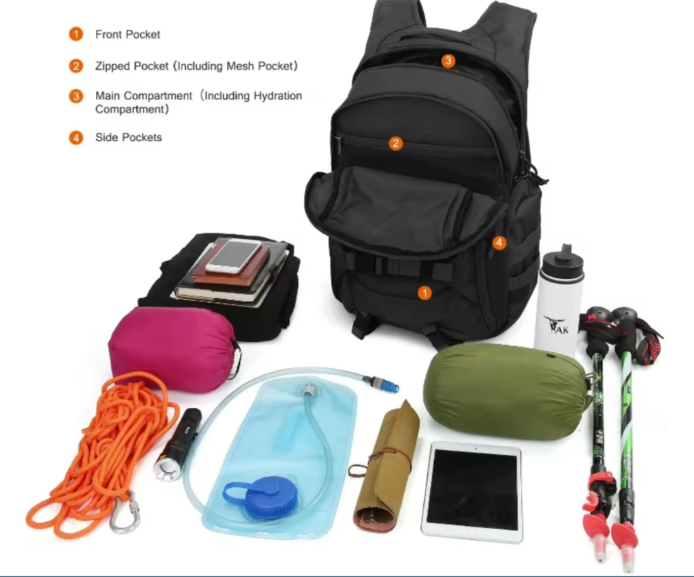 ShieldXM Tactical Backpack - Large Capacity for all outdoor activities. Waterproof, Lightweight, Durable and water resistant.