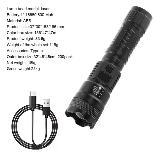 LED Strong Flashlight - USB Rechargeable Tactical Torch, High Power Lamp 1000m Bright