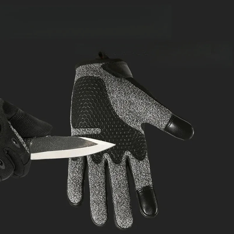 Premium Anti-Stab Moto Gloves - Level 5 Cut Resistant with Carbon Fiber Shell & Sheepskin, Tactical Gear for Military Fans