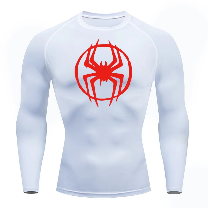 Spider Graphic Compression Shirts for Men - Gym Workout, Running Rash Guard Undershirt, Base layers Sporty Quick Dry T-shirt Tees Tops