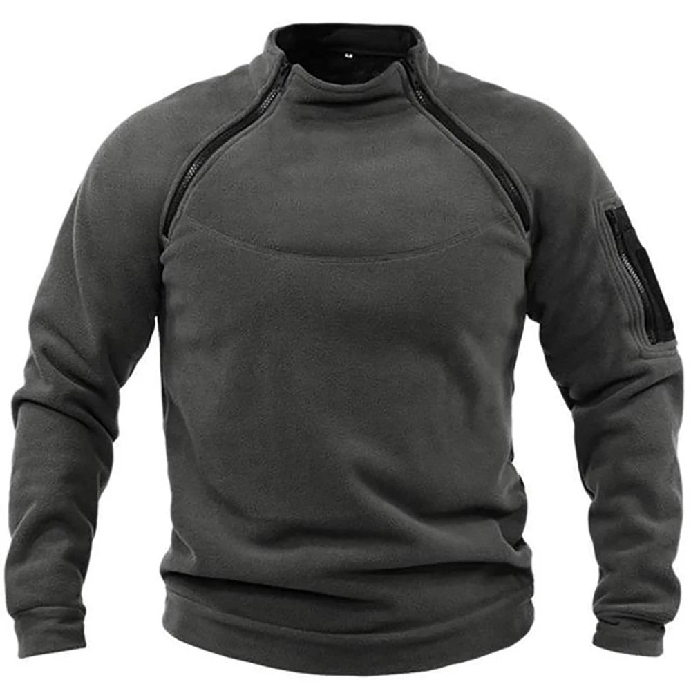 Men's Tactical Hoodies Military Outdoor Pullover Long Sleeve Zippers Pullove Fleece Windproof Thermal for Hiking Camping Army