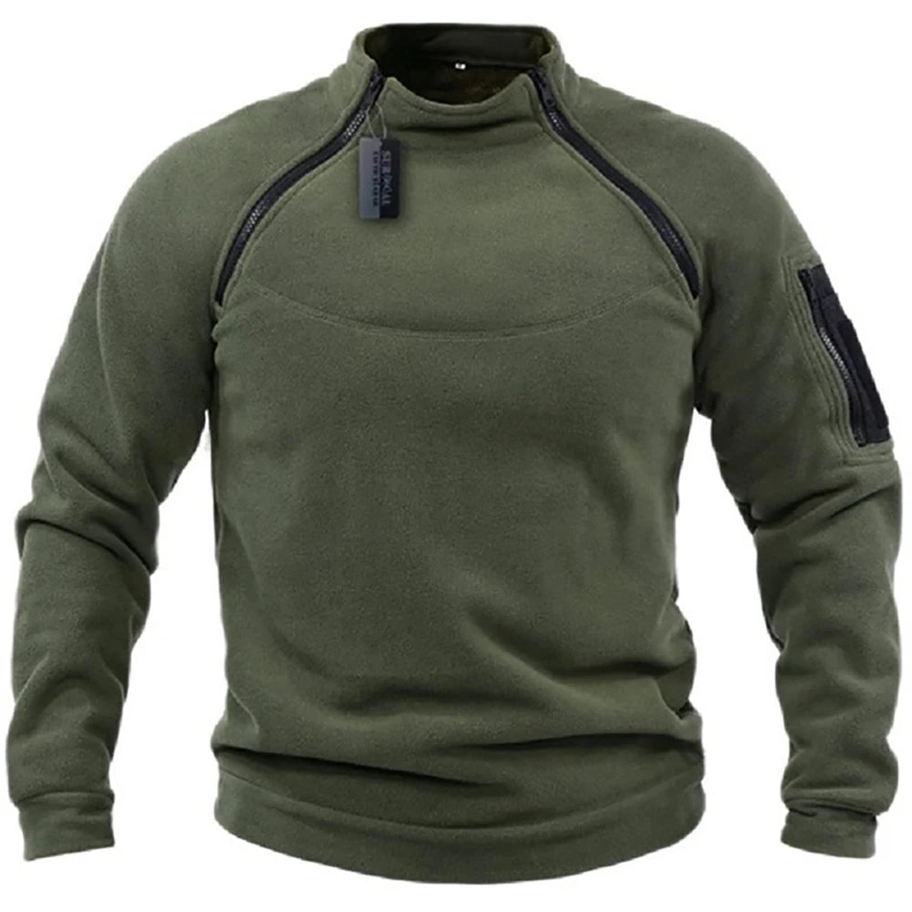 Men's Tactical Hoodies Military Outdoor Pullover Long Sleeve Zippers Pullove Fleece Windproof Thermal for Hiking Camping Army
