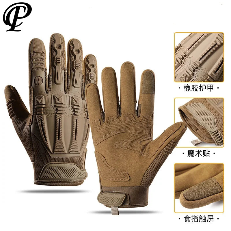 Military Tactical Motorcycle Riding Gloves - Full Finger, Non-slip Touchscreen Wear-resistant para, motos tactical Gear, Armor Gloves