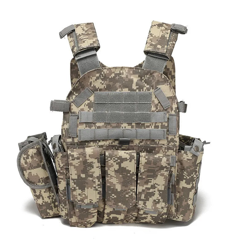 Tactical MOLLE Nylon Vest – Body Armor Plate Carrier for Airsoft, Hunting, and Security Use. Durable combat vest designed for maximum protection and utility, ideal for military simulation, law enforcement, and outdoor tactical games.