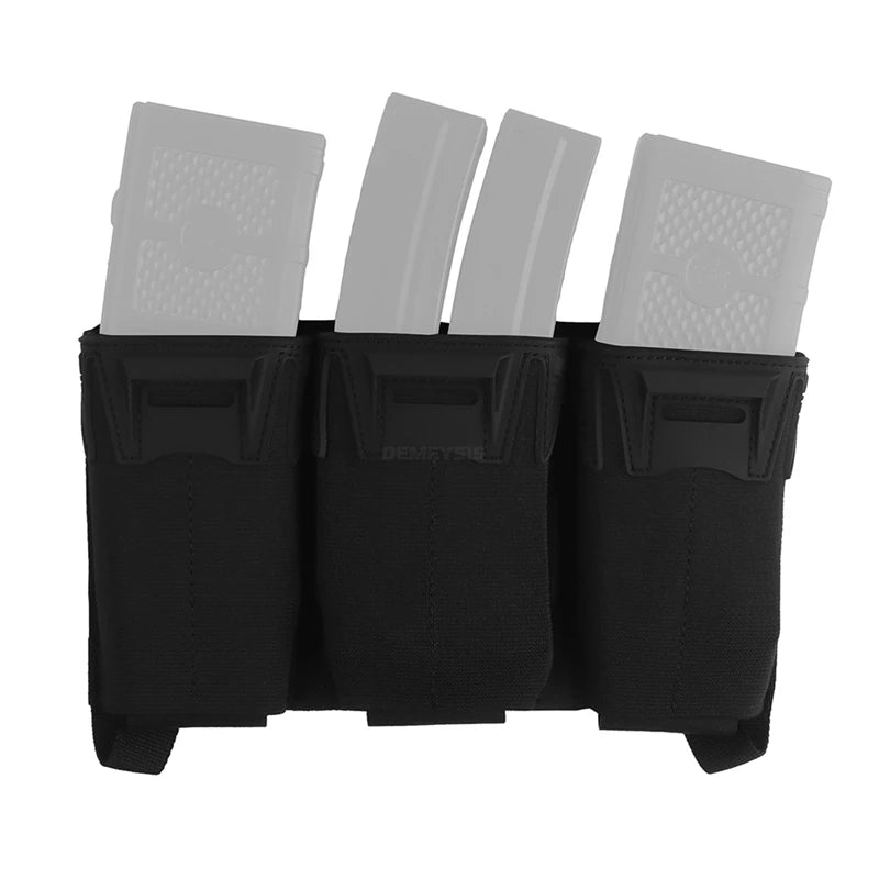 Tactical Shooting Multi-Caliber Triple Magazine Placard Pouch 5.56 / 9MM Extended Vest Front Carrier Bag Triple Mag Pouches