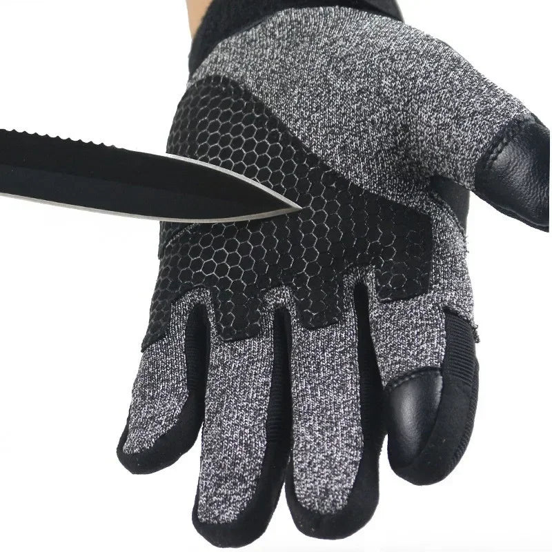 Premium Anti-Stab Moto Gloves - Level 5 Cut Resistant with Carbon Fiber Shell & Sheepskin, Tactical Gear for Military Fans
