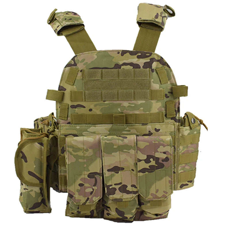 Tactical MOLLE Nylon Vest – Body Armor Plate Carrier for Airsoft, Hunting, and Security Use. Durable combat vest designed for maximum protection and utility, ideal for military simulation, law enforcement, and outdoor tactical games.